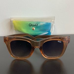 Quay Australia After Hours 50mm Square Sunglasses-CRYSTAL CARAMEL/ SMK TO TAUPE